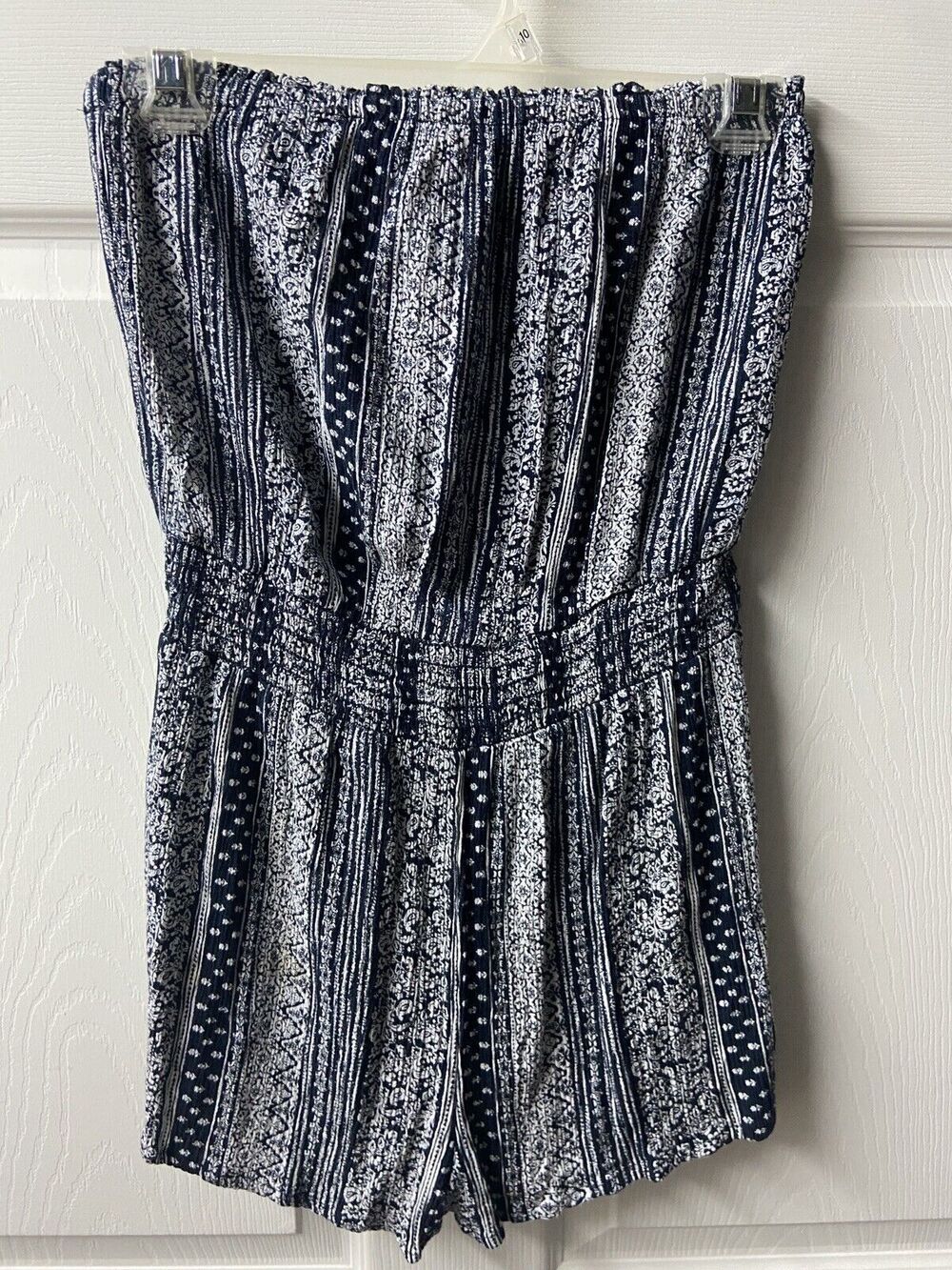 Forever 21 Romper Size M Juniors Blue White Floral Stripe Sleeveless